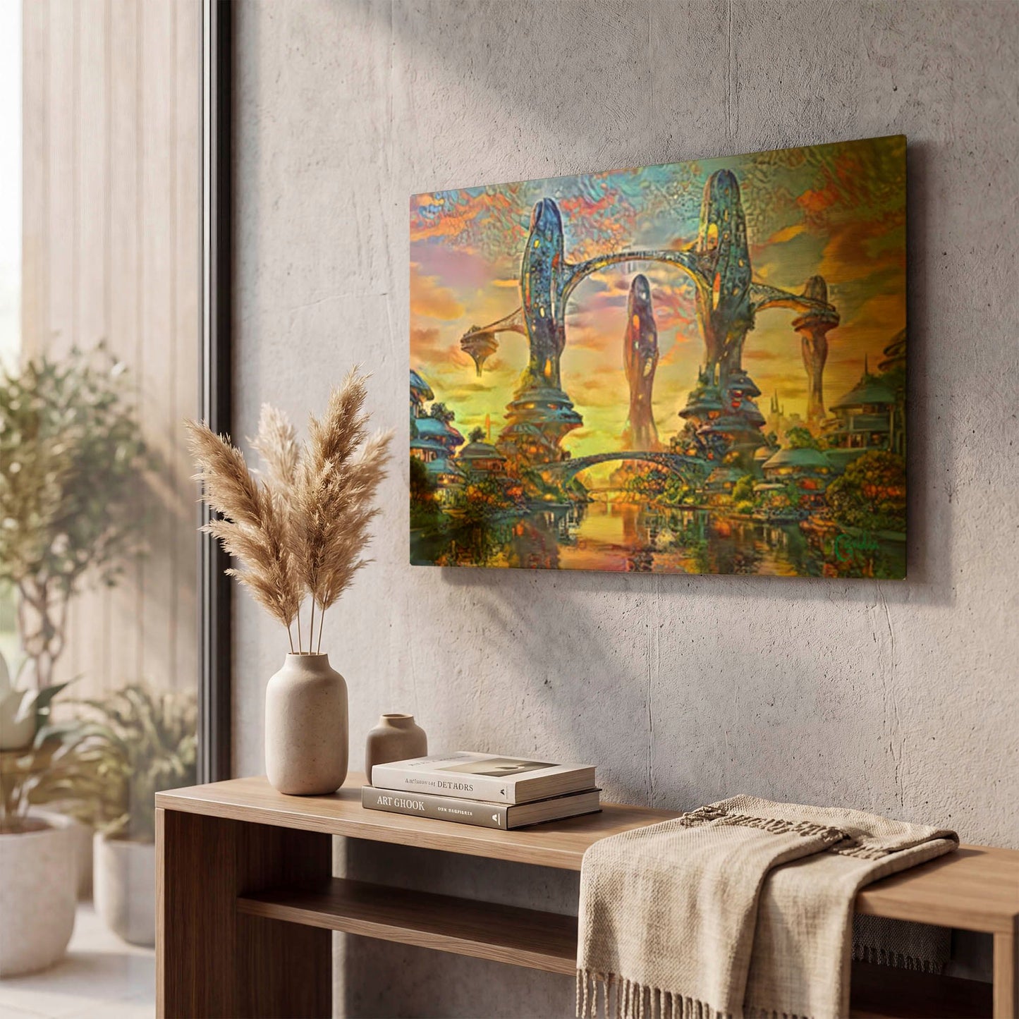 'Community Futura' By Pedro Gavidia Gold Metal Wall Art