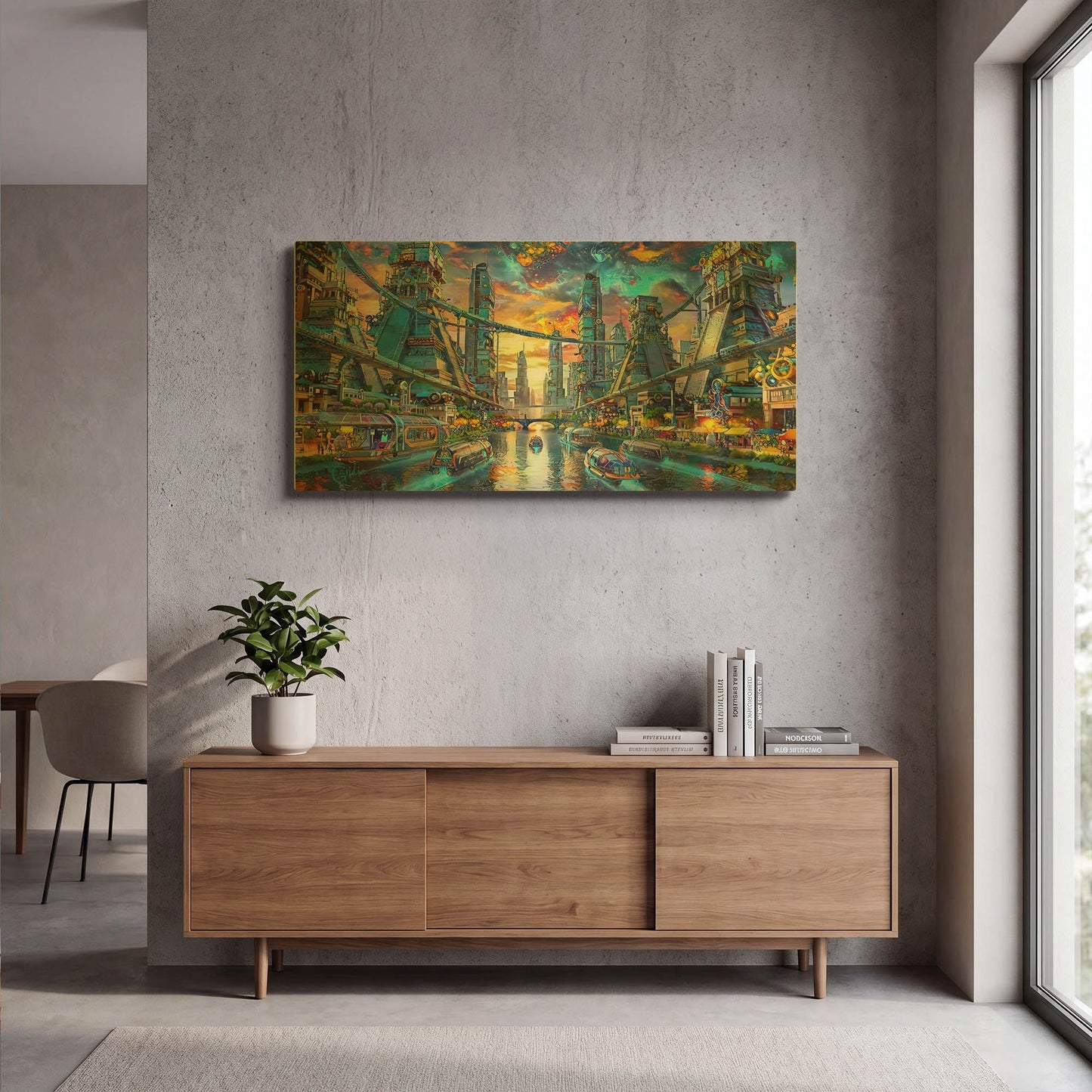 'Desde Los Canales De Mi Ciudad' By Pedro Gavidia Gold Metal Wall Art