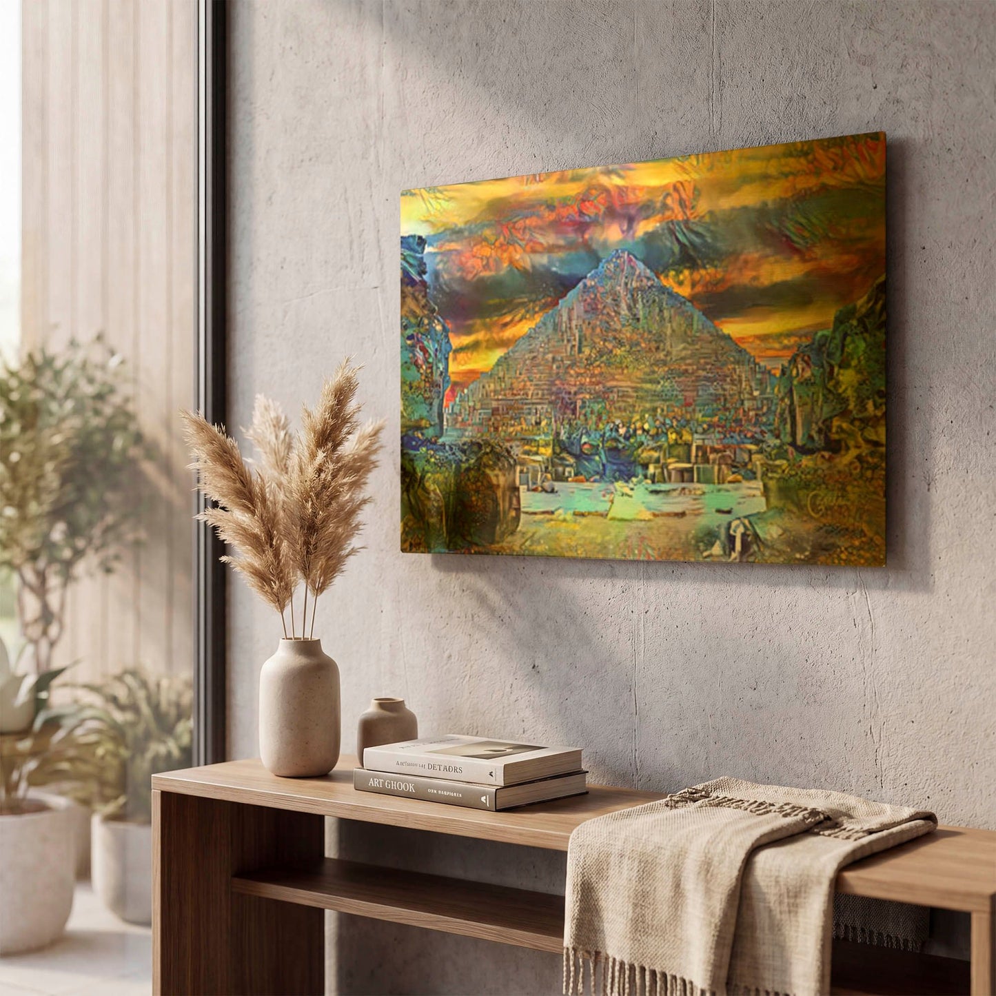 'Egypt Giza Great Pyramid At Sunset' By Pedro Gavidia Gold Metal Wall Art