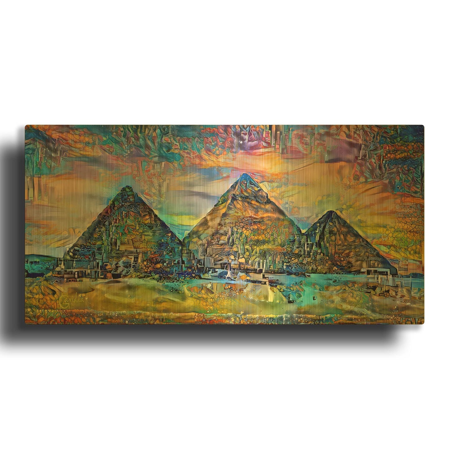 'Egypt Giza Pyramids 2025' By Pedro Gavidia Gold Metal Wall Art