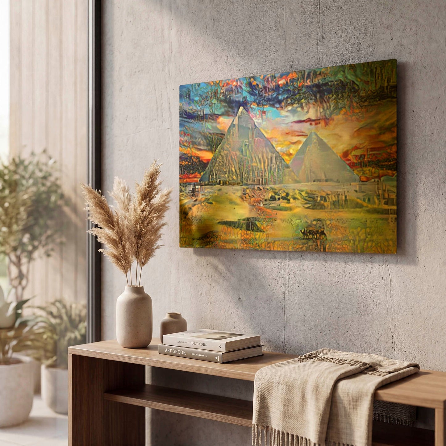 'Egypt Giza Pyramids At Night' By Pedro Gavidia Gold Metal Wall Art
