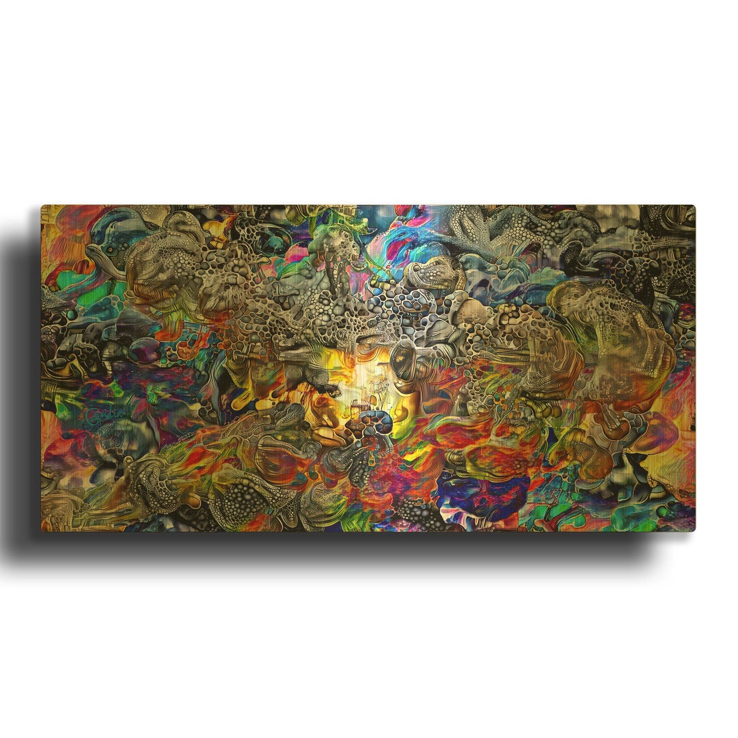 'El Recinto De Los Dioses' By Pedro Gavidia Gold Metal Wall Art