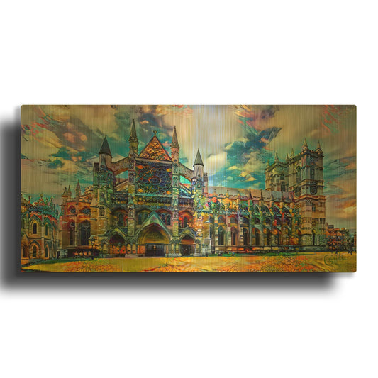 'England London Westminster Abbey' By Pedro Gavidia Gold Metal Wall Art
