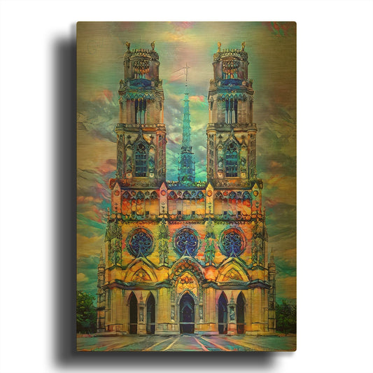 'France Orleans Cathedral' By Pedro Gavidia Gold Metal Wall Art