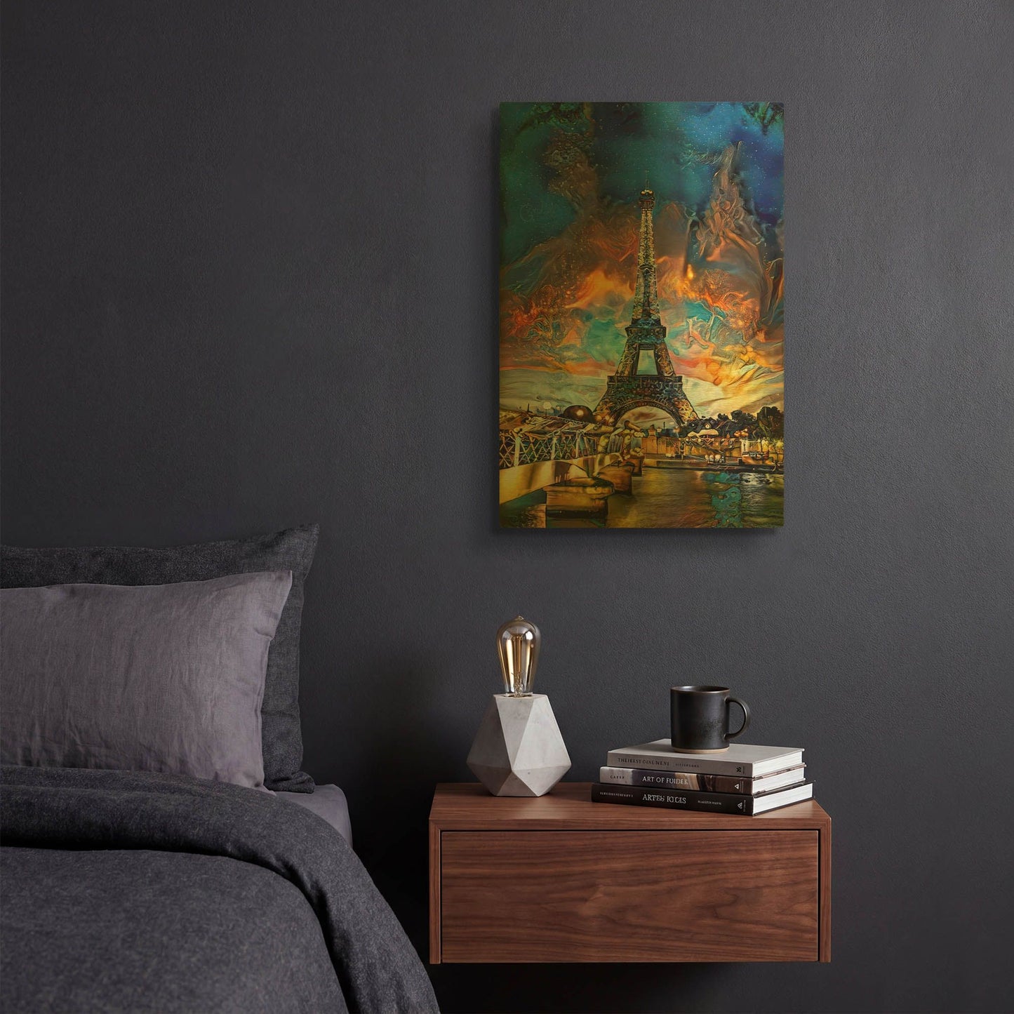 'France Paris Tower Eiffel Red Clouds' By Pedro Gavidia Gold Metal Wall Art