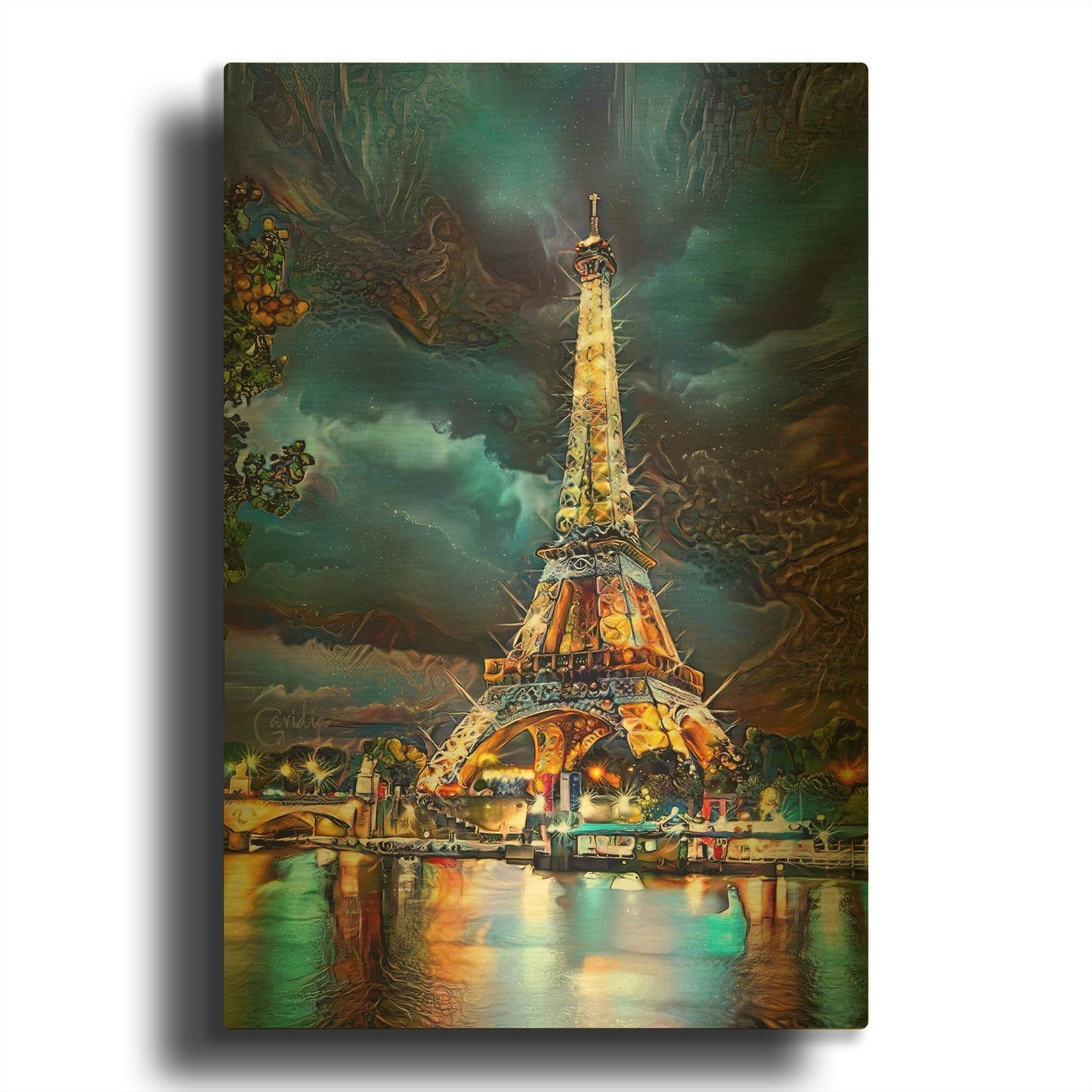 'France Paris Tower Eiffel Shinings' By Pedro Gavidia Gold Metal Wall Art