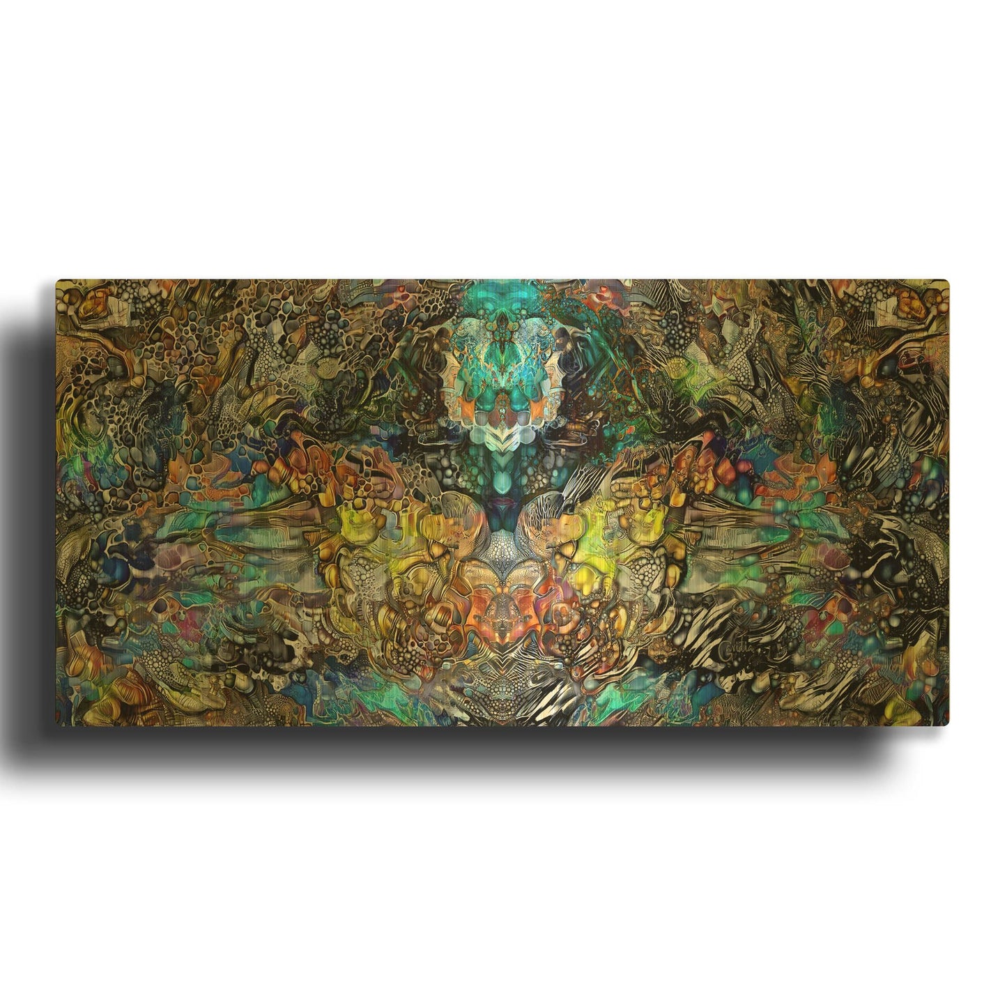 'Gastrulation Cuantica' By Pedro Gavidia Gold Metal Wall Art