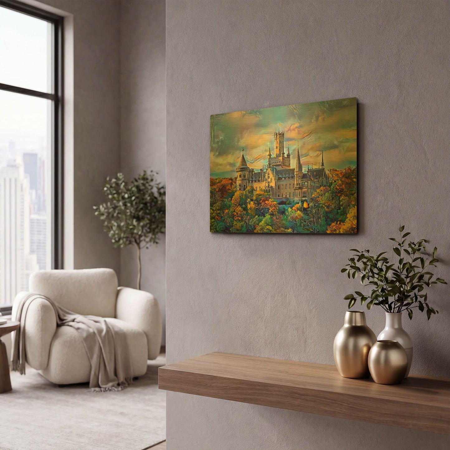 'Germany Hanover Marienburg Castle' By Pedro Gavidia Gold Metal Wall Art