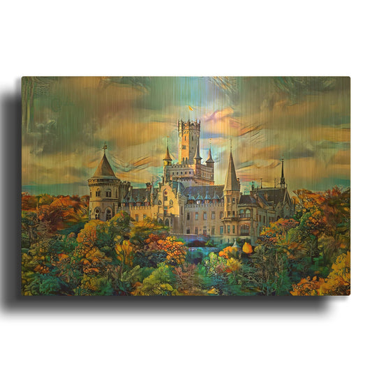 'Germany Hanover Marienburg Castle' By Pedro Gavidia Gold Metal Wall Art
