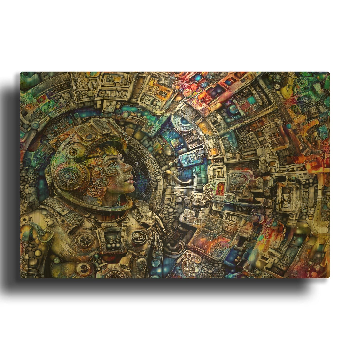 'Hacia El Ombligo De La Luna' By Pedro Gavidia Gold Metal Wall Art