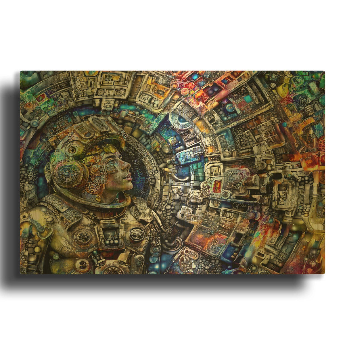 'Hacia El Ombligo De La Luna' By Pedro Gavidia Gold Metal Wall Art