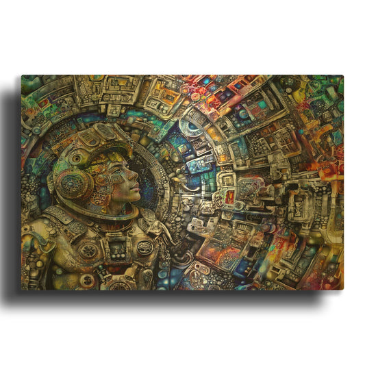 'Hacia El Ombligo De La Luna' By Pedro Gavidia Gold Metal Wall Art