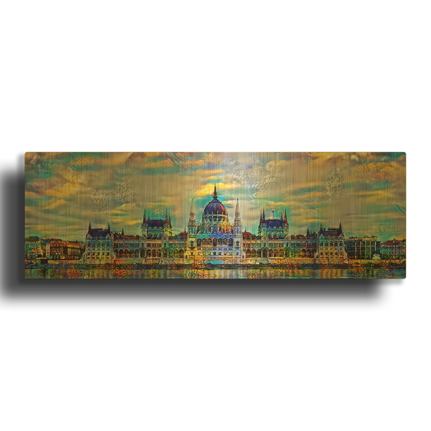 'Hungary Budapest Hungarian Parliament Building Front' By Pedro Gavidia Gold Metal Wall Art