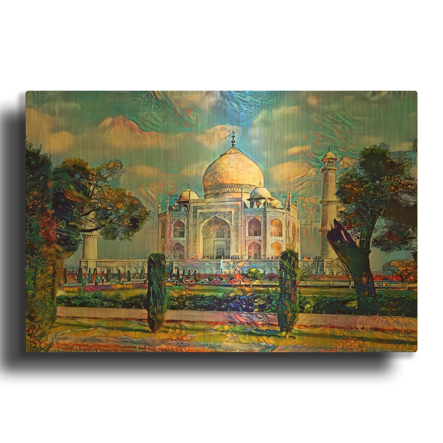'India Agra Taj Mahal 2025' By Pedro Gavidia Gold Metal Wall Art
