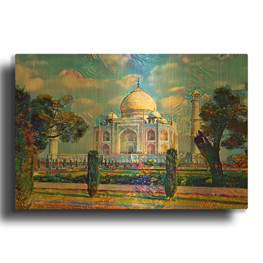 'India Agra Taj Mahal 2025' By Pedro Gavidia Gold Metal Wall Art
