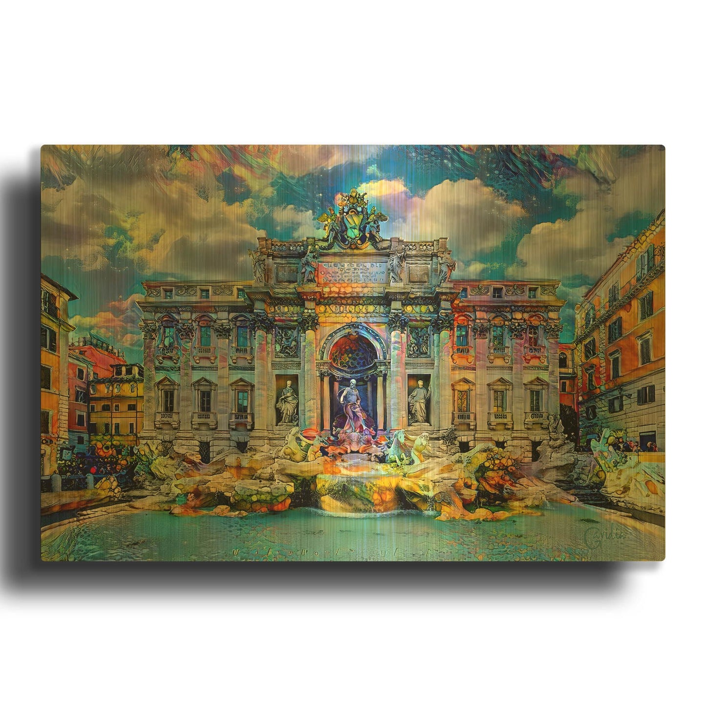 'Italy Rome Trevi Fountain 2025' By Pedro Gavidia Gold Metal Wall Art