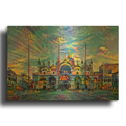 'Italy Venice San Marco Square 2025' By Pedro Gavidia Gold Metal Wall Art