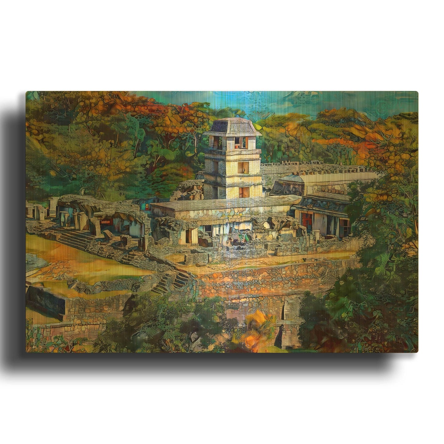 'Mexico Chiapas Palenque 2025' By Pedro Gavidia Gold Metal Wall Art