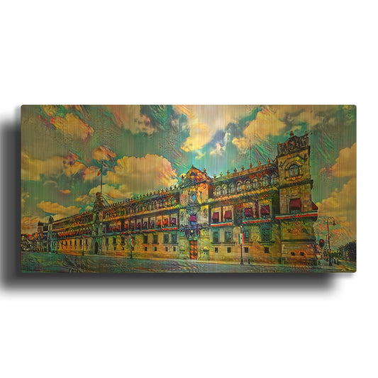 'Mexico City Palacio Nacional National Palace' By Pedro Gavidia Gold Metal Wall Art