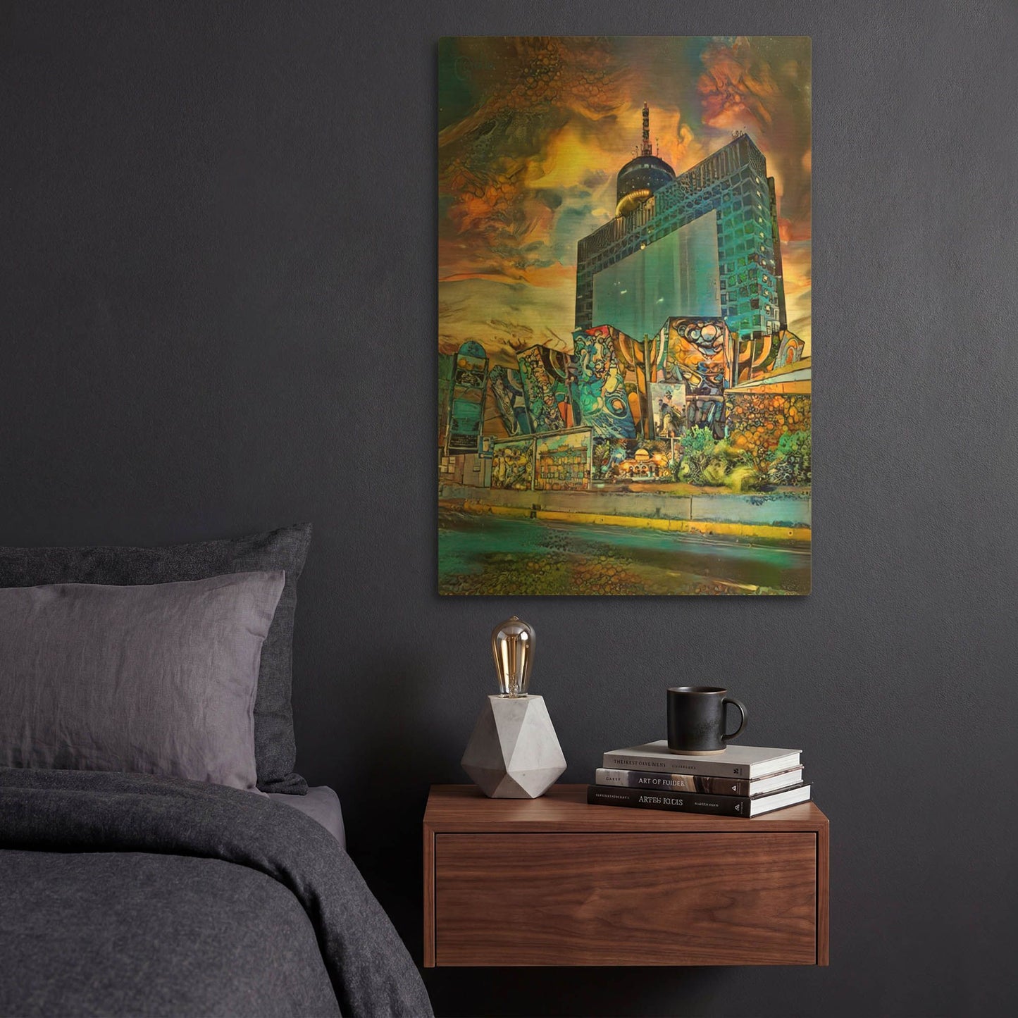 'Mexico City Polyforum And World Trade Center 2025' By Pedro Gavidia Gold Metal Wall Art