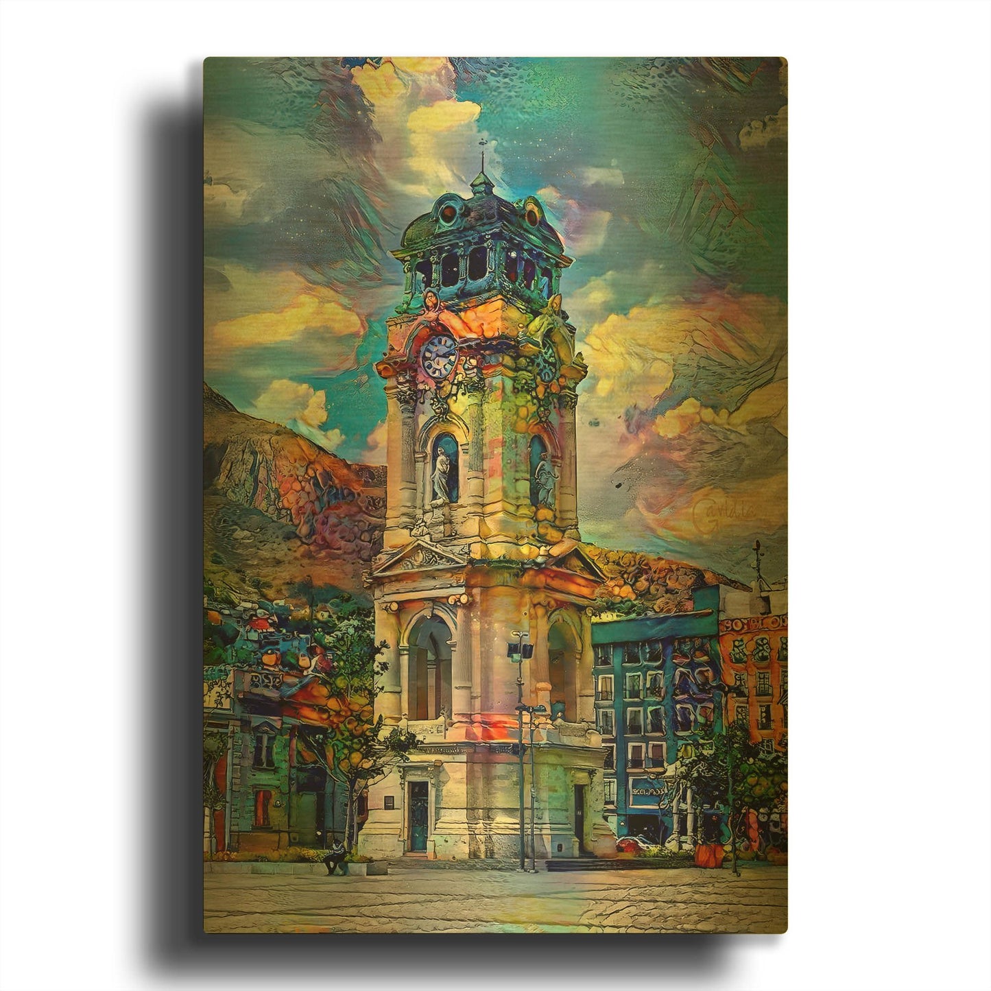 'Mexico Pachuca Reloj Monumental Clock 2025' By Pedro Gavidia Gold Metal Wall Art