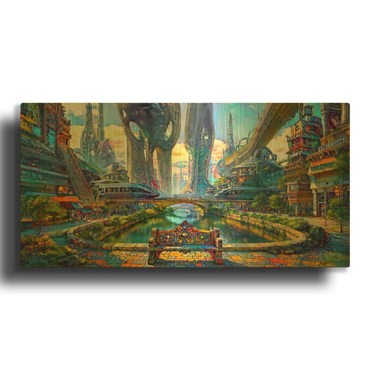 'Regreso Al Vecindario' By Pedro Gavidia Gold Metal Wall Art