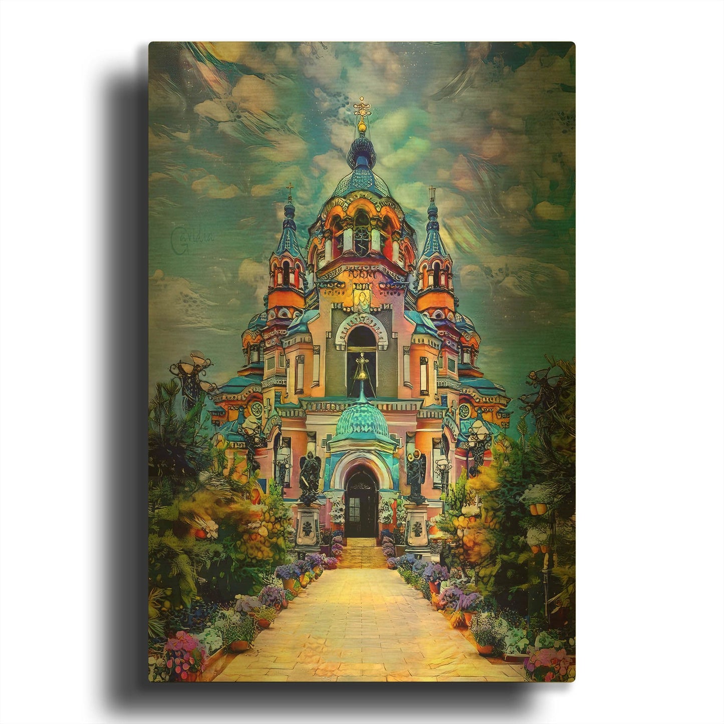'Russia Irkutsk Siberia Cathedral Of The Theotokos Of Kazan' By Pedro Gavidia Gold Metal Wall Art