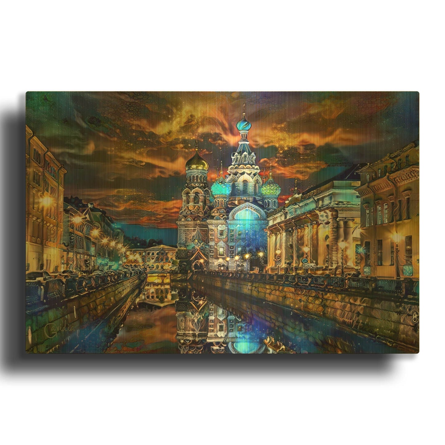'Russia Saint Petersburg Church Of The Savior' By Pedro Gavidia Gold Metal Wall Art