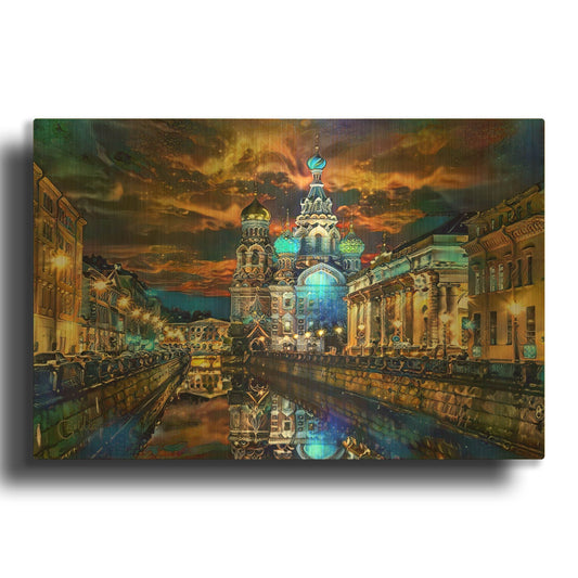 'Russia Saint Petersburg Church Of The Savior' By Pedro Gavidia Gold Metal Wall Art