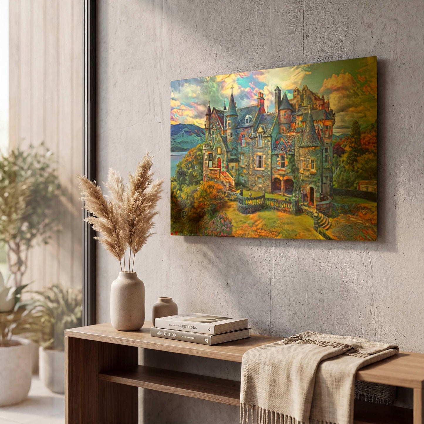'Scotland Cove Knock Derry Castle' By Pedro Gavidia Gold Metal Wall Art