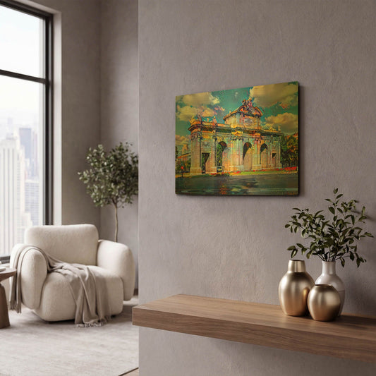 'Spain Madrid Puerta De Alcala' By Pedro Gavidia Gold Metal Wall Art
