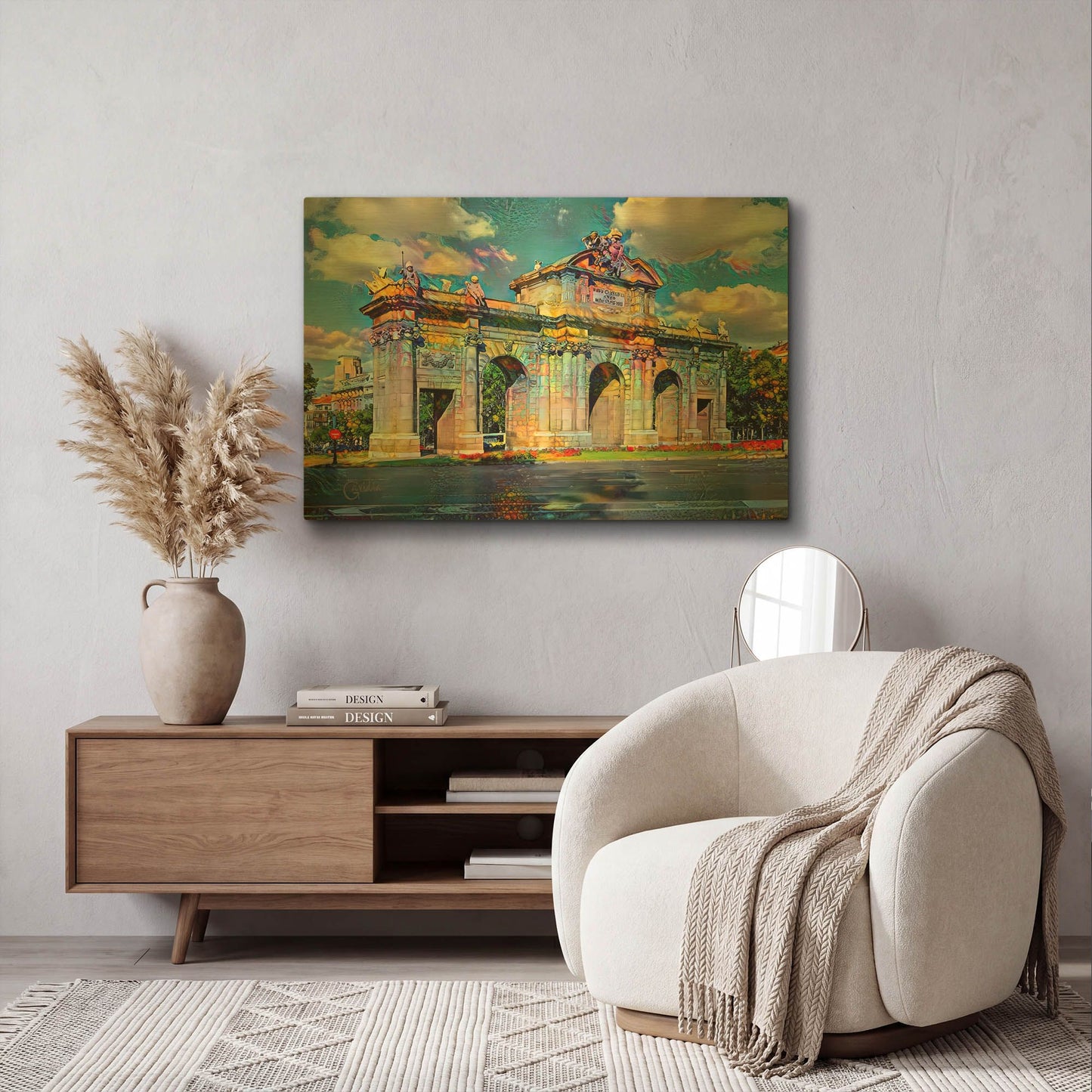 'Spain Madrid Puerta De Alcala' By Pedro Gavidia Gold Metal Wall Art