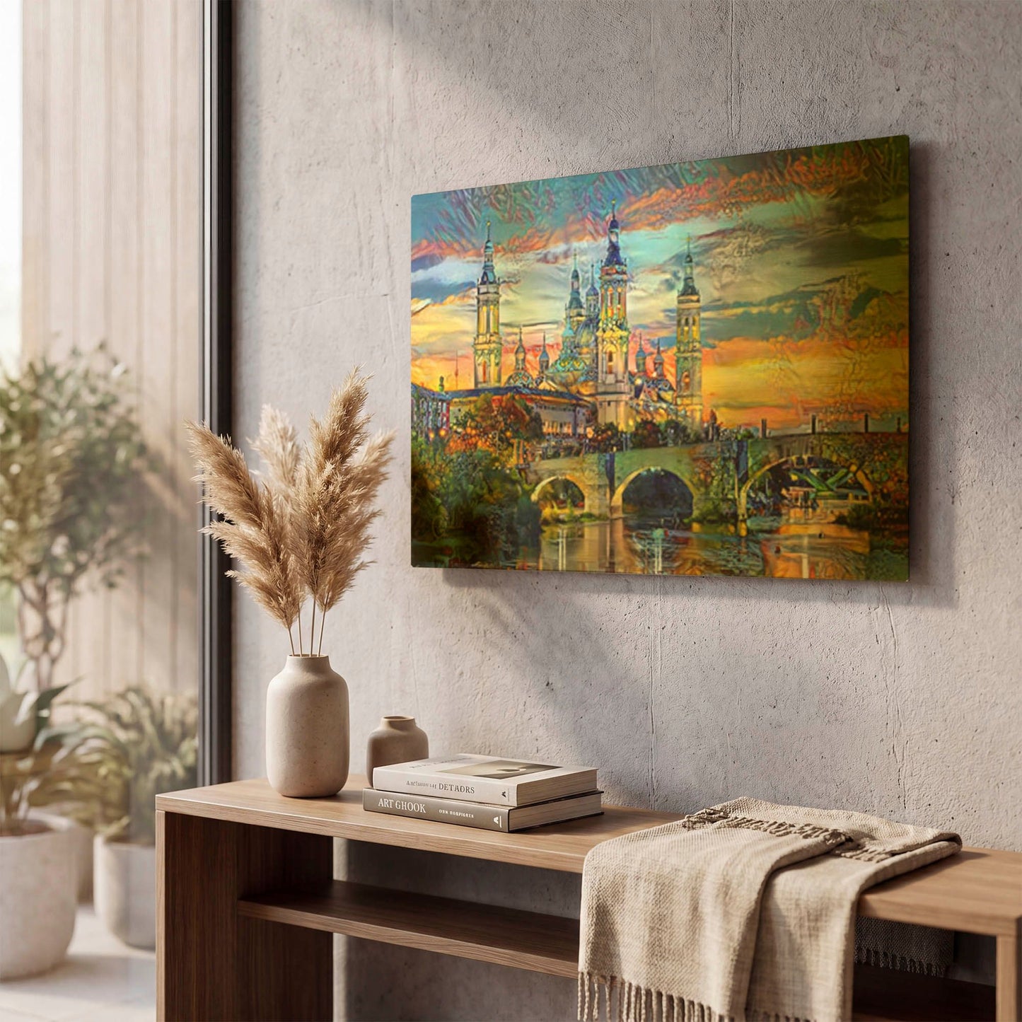 'Spain Zaragoza Aragon Basilica Of Our Lady Of The Pillar' By Pedro Gavidia Gold Metal Wall Art