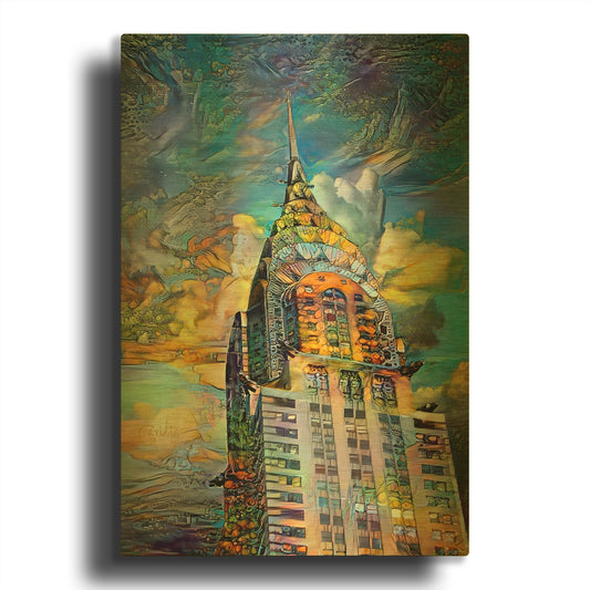 'Usa New York Chrysler Building 2025 Right' By Pedro Gavidia Gold Metal Wall Art