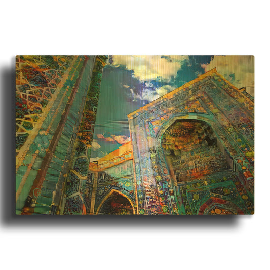 'Uzbekistan Registan Samarkand' By Pedro Gavidia Gold Metal Wall Art