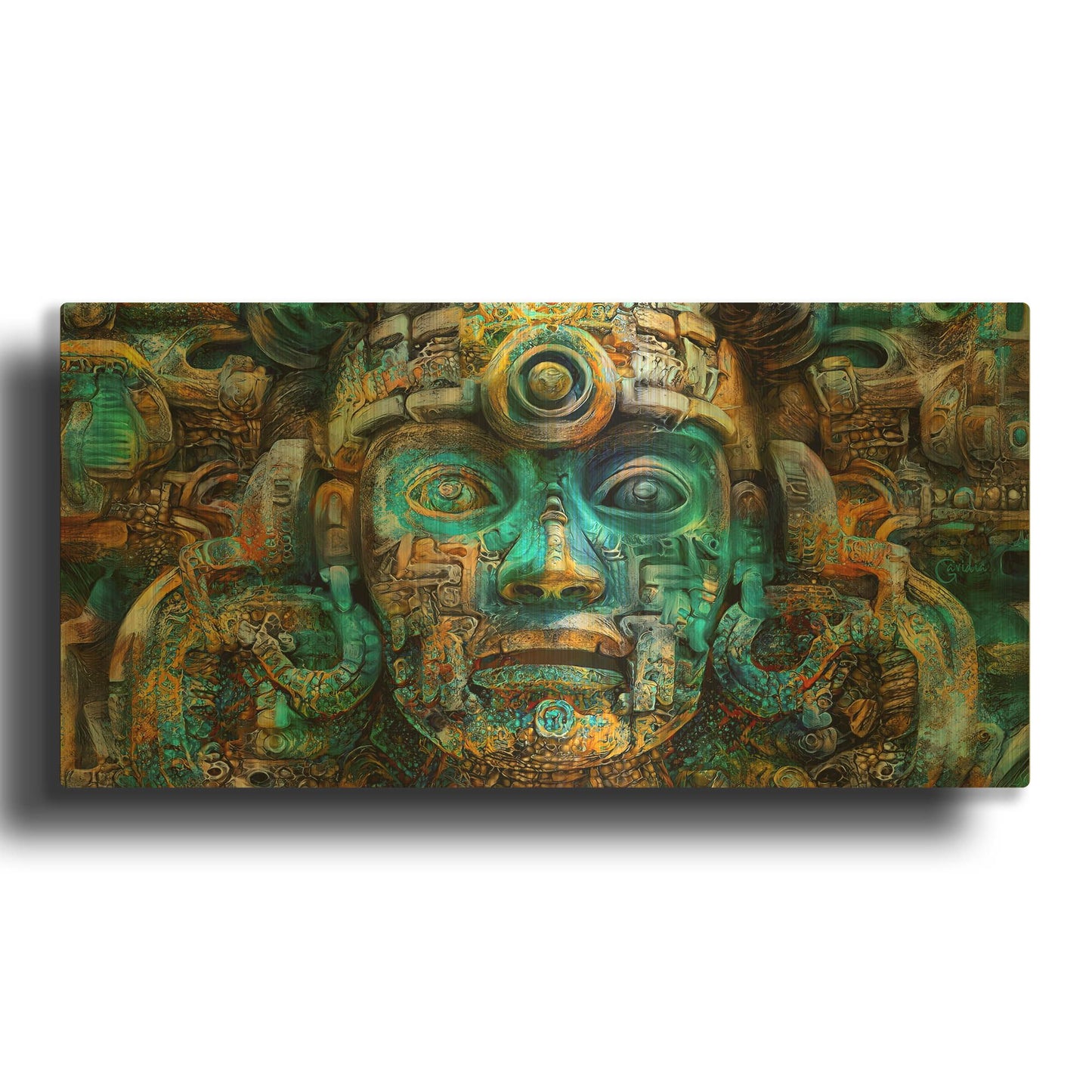 'Viajero Ancestral' By Pedro Gavidia Gold Metal Wall Art