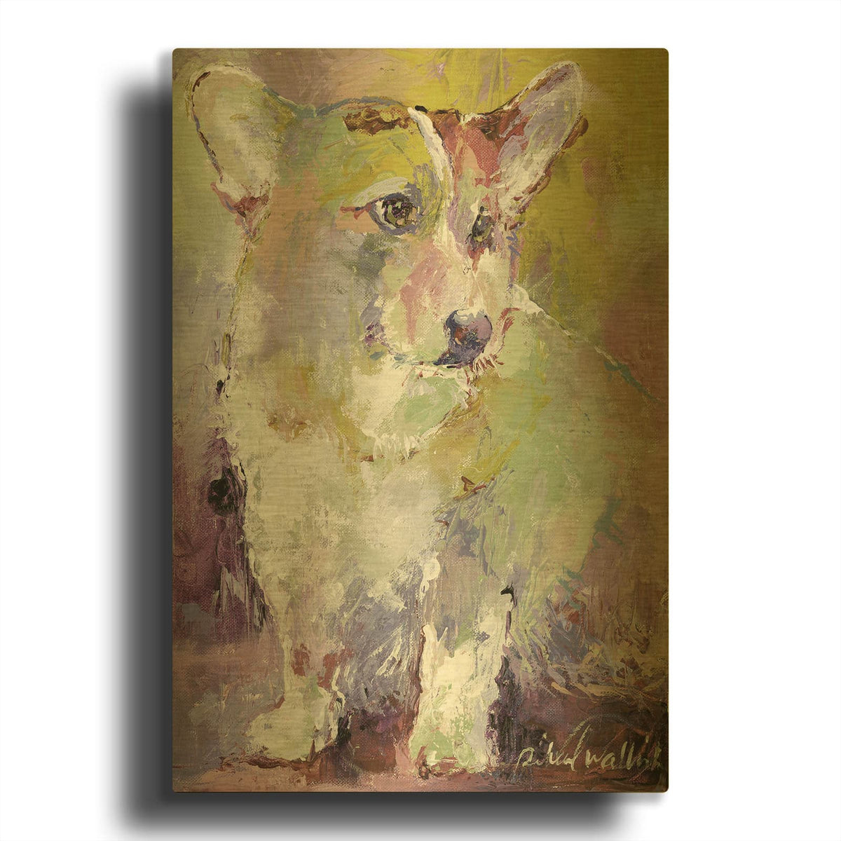 'Art Corgi' By Richard Wallich Gold Metal Wall Art
