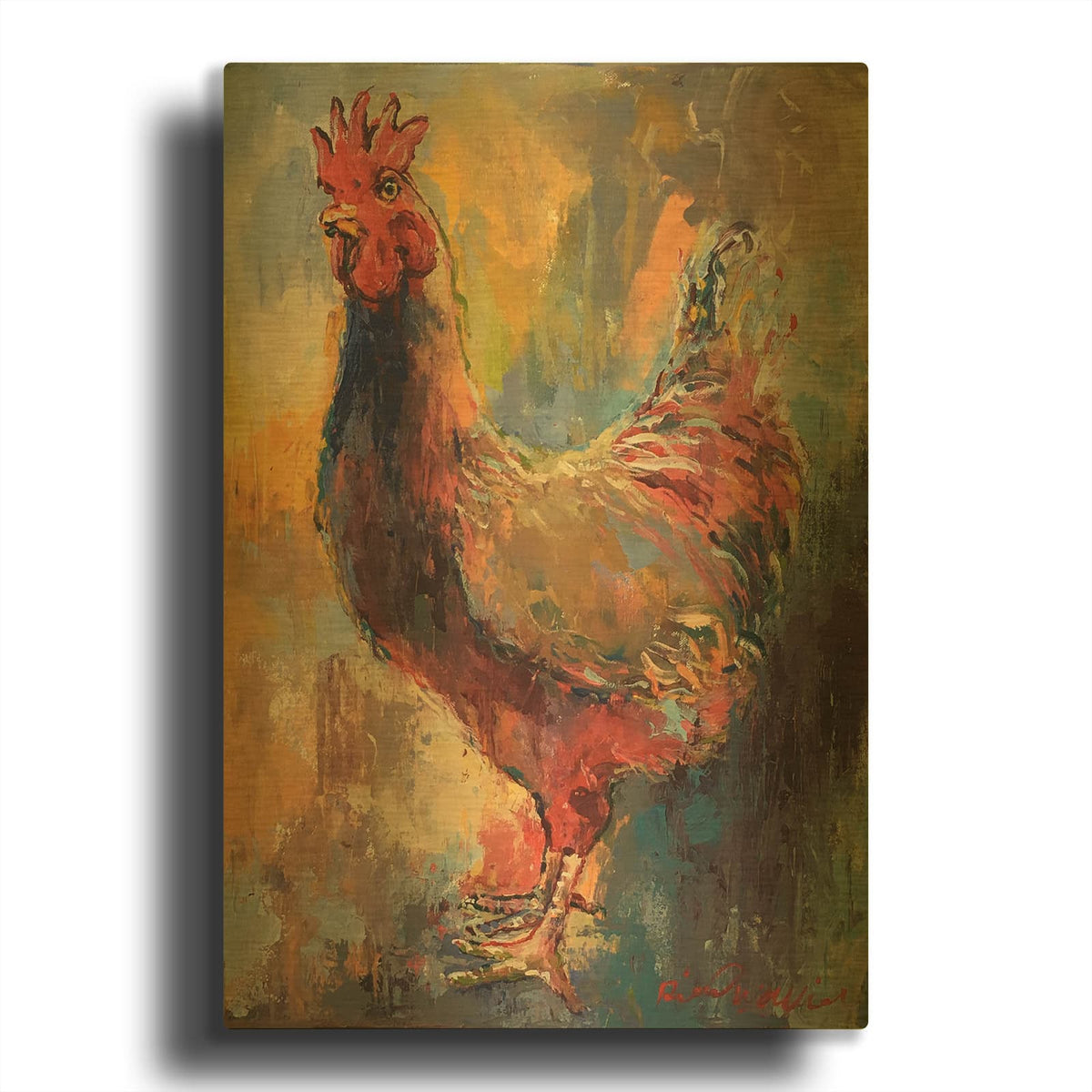 'Art Rooster 1' By Richard Wallich Gold Metal Wall Art