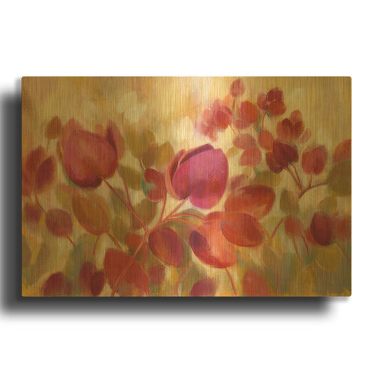 'Magenta Tropical' By Silvia Vassileva Gold Metal Wall Art