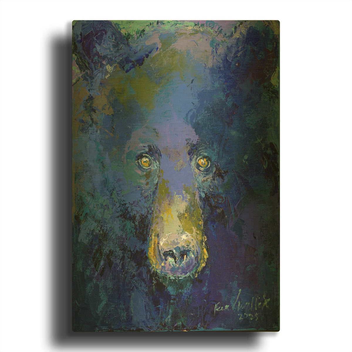 'Blue Black Bear' By Richard Wallich Gold Metal Wall Art