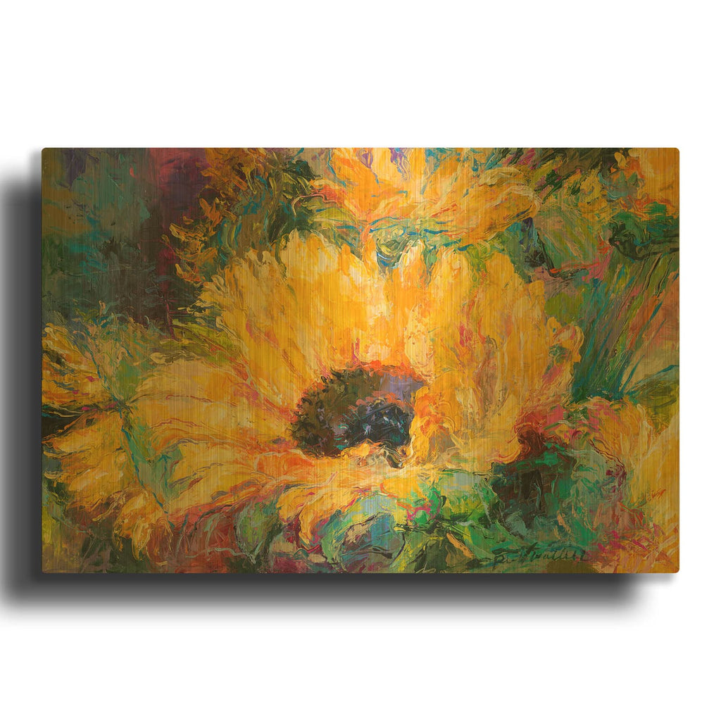 'Blue Sunflowers' By Richard Wallich Gold Metal Wall Art