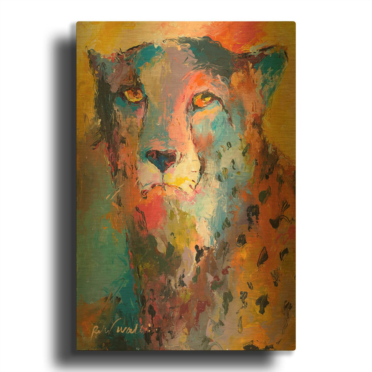 'Cheetah' By Richard Wallich Gold Metal Wall Art