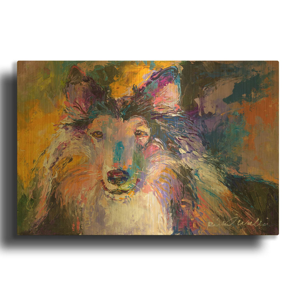 'Collie' By Richard Wallich Gold Metal Wall Art