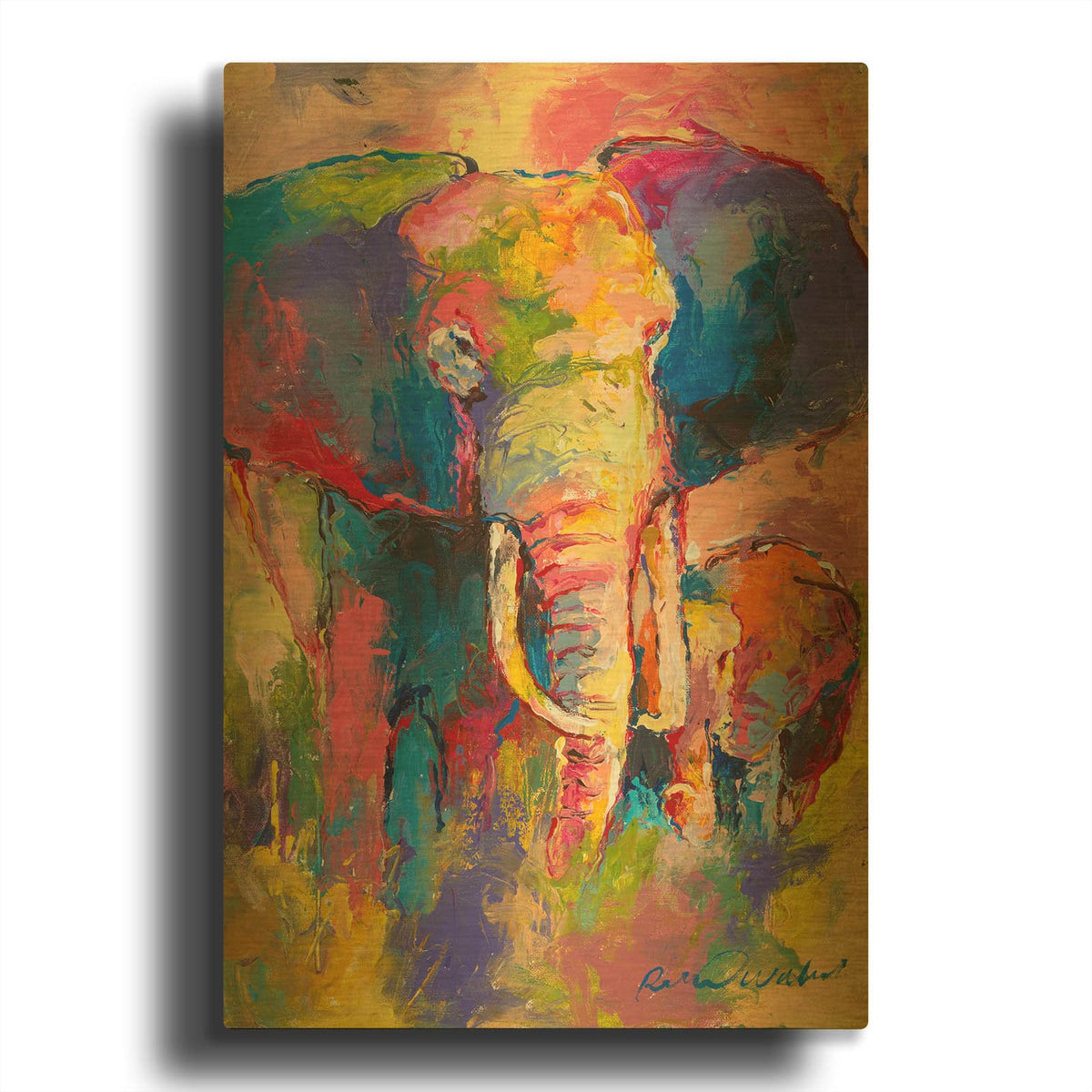 'Elephant 1' By Richard Wallich Gold Metal Wall Art