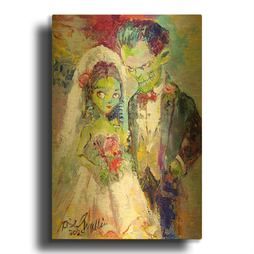 'Frankie and Bride' By Richard Wallich Gold Metal Wall Art