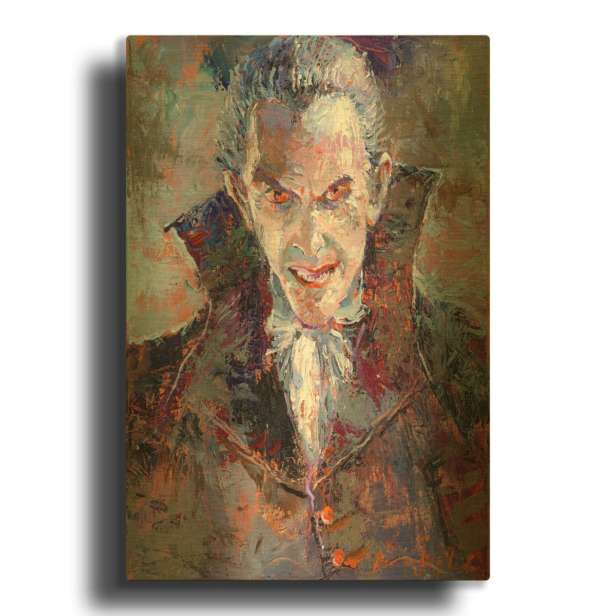 'Ghoulish Vampire' By Richard Wallich Gold Metal Wall Art