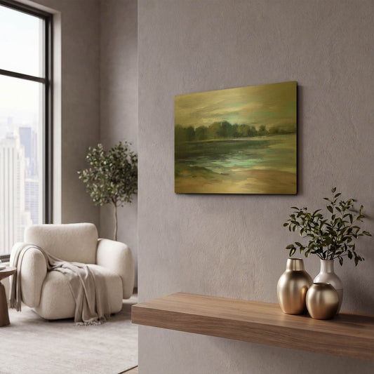 'Lake Afternoon Stillness' By Silvia Vassileva Gold Metal Wall Art