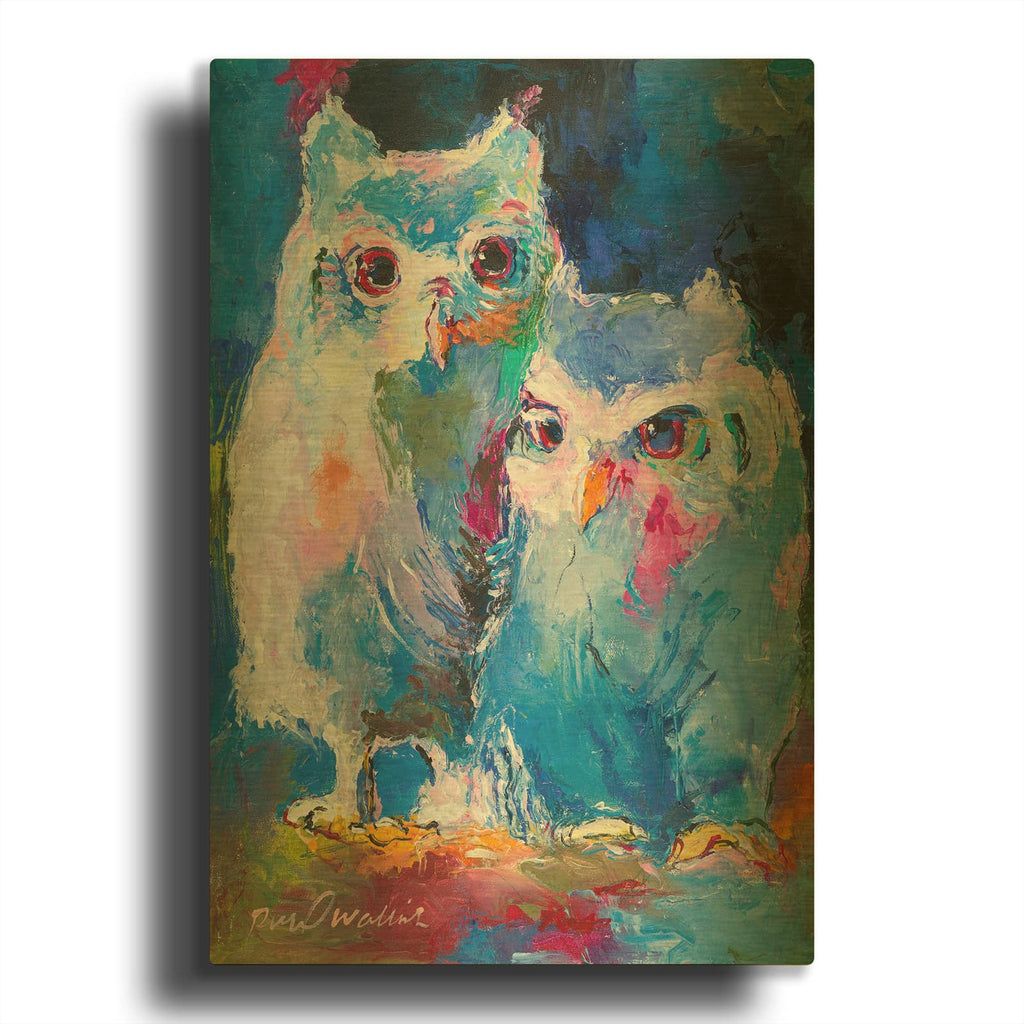 'Owls' By Richard Wallich Gold Metal Wall Art