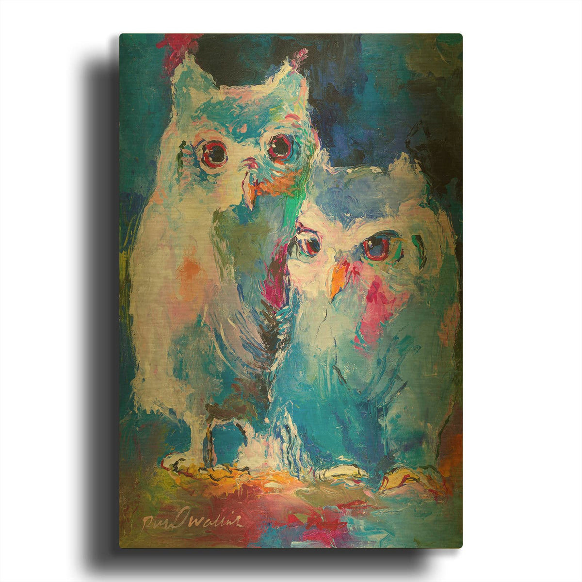 'Owls' By Richard Wallich Gold Metal Wall Art