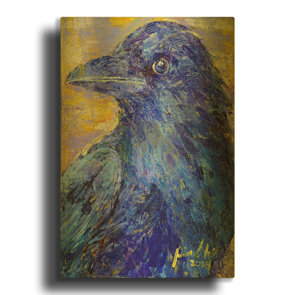 'Raven' By Richard Wallich Gold Metal Wall Art